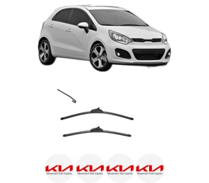 Set stergatoare KIA RIO III (UB) din 2011-2017, pentru parbriz auto, 2 bucati, Valeo Silencio, din cauciuc siliconat rezistent, 4 Stickere Auto KIA v34404