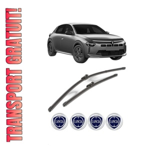 Set stergatoare LANCIA YPSILON (L21) din 2024, pentru parbriz auto, 2 bucati, Valeo Silencio Xtrm, din cauciuc siliconat rezistent, 4 Stickere Auto LANCIA
