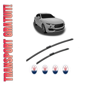 Set stergatoare MASERATI LEVANTE SUV (M161) din 2016, pentru parbriz auto, 2 bucati, Bosch Aerotwin, din cauciuc siliconat rezistent, 4 Stickere Auto MASERATI