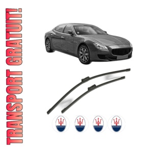 Set stergatoare MASERATI QUATTROPORTE VI din 2013-2017, pentru parbriz auto, 2 bucati, Bosch Aerotwin, din cauciuc siliconat rezistent, 4 Stickere Auto MASERATI