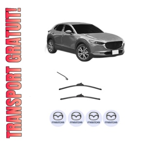 Set stergatoare MAZDA CX-30 (DM) din 2019-2021, pentru parbriz auto, 2 bucati, Valeo Silencio, din cauciuc siliconat rezistent, 4 Stickere Auto MAZDA