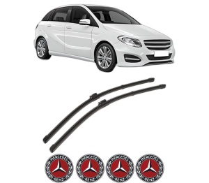 Set stergatoare MERCEDES-BENZ B-CLASS Sports Tourer (W246, W242) din 2011-2018, pentru parbriz auto, 2 bucati, Valeo Silencio Xtrm, din cauciuc siliconat rezistent, 4 Stickere Auto MERCEDES-BENZ v35244
