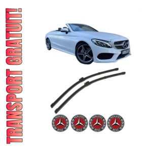 Set stergatoare MERCEDES-BENZ C-CLASS Convertible (A205) din 2016-2023, pentru parbriz auto, 2 bucati, Valeo Silencio Xtrm, din cauciuc siliconat rezistent, 4 Stickere Auto MERCEDES-BENZ