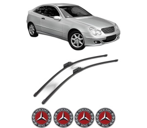 Set stergatoare MERCEDES-BENZ C-CLASS Coupe (CL203) din 2001-2008, pentru parbriz auto, 2 bucati, Valeo Silencio Xtrm, din cauciuc siliconat rezistent, 4 Stickere Auto MERCEDES-BENZ v40524
