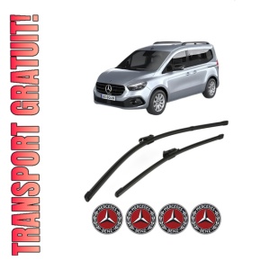 Set stergatoare MERCEDES-BENZ CITAN Tourer (W420) din 2021-2023, pentru parbriz auto, 2 bucati, Valeo Silencio, din cauciuc siliconat rezistent, 4 Stickere Auto MERCEDES-BENZ