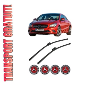 Set stergatoare MERCEDES-BENZ CLA Coupe (C117) din 2013-2019, pentru parbriz auto, 2 bucati, Bosch Aerotwin, din cauciuc siliconat rezistent, 4 Stickere Auto MERCEDES-BENZ