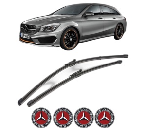 Set stergatoare MERCEDES-BENZ CLA Shooting Brake (X117) din 2015-2019, pentru parbriz auto, 2 bucati, Valeo Silencio Xtrm, din cauciuc siliconat rezistent, 4 Stickere Auto MERCEDES-BENZ v38724