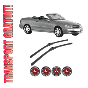 Set stergatoare MERCEDES-BENZ CLK Convertible (A209) din 2002-2010, pentru parbriz auto, 2 bucati, Bosch Aerotwin, din cauciuc siliconat rezistent, 4 Stickere Auto MERCEDES-BENZ