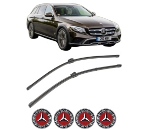 Set stergatoare MERCEDES-BENZ E-CLASS All-Terrain (S213) din 2017-2023, pentru parbriz auto, 2 bucati, Valeo Silencio, din cauciuc siliconat rezistent, 4 Stickere Auto MERCEDES-BENZ v37044