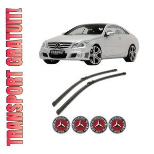 Set stergatoare MERCEDES-BENZ E-CLASS Coupe (C207) din 2009-2016, pentru parbriz auto, 2 bucati, Bosch Aerotwin, din cauciuc siliconat rezistent, 4 Stickere Auto MERCEDES-BENZ