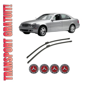 Set stergatoare MERCEDES-BENZ E-CLASS Platform/Chassis (VF211) din 2003-2009, pentru parbriz auto, 2 bucati, Bosch Aerotwin, din cauciuc siliconat rezistent, 4 Stickere Auto MERCEDES-BENZ