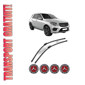 Set stergatoare MERCEDES-BENZ GLE (W166) din 2015-2018, pentru parbriz auto, 2 bucati, Valeo Silencio Xtrm, din cauciuc siliconat rezistent, 4 Stickere Auto MERCEDES-BENZ