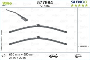 Set stergatoare MERCEDES-BENZ GLS (X167) din 2019-2023, pentru parbriz auto, 2 bucati, Valeo Silencio Xtrm, din cauciuc siliconat rezistent, 4 Stickere Auto MERCEDES-BENZ v33955