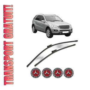 Set stergatoare MERCEDES-BENZ M-CLASS (W164) din 2005-2011, pentru parbriz auto, 2 bucati, Bosch Aerotwin, din cauciuc siliconat rezistent, 4 Stickere Auto MERCEDES-BENZ
