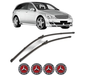 Set stergatoare MERCEDES-BENZ R-CLASS (W251, V251) din 2005-2014, pentru parbriz auto, 2 bucati, Valeo Silencio Xtrm, din cauciuc siliconat rezistent, 4 Stickere Auto MERCEDES-BENZ v40224