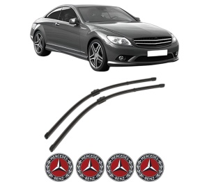 Set stergatoare MERCEDES-BENZ S-CLASS Coupe (C216) din 2006-2013, pentru parbriz auto, 2 bucati, Valeo Silencio, din cauciuc siliconat rezistent, 4 Stickere Auto MERCEDES-BENZ v35844