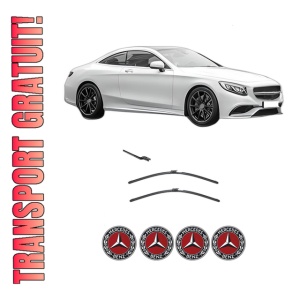 Set stergatoare MERCEDES-BENZ S-CLASS Coupe (C217) din 2014-2020, pentru parbriz auto, 2 bucati, Valeo AquaBlade, din cauciuc siliconat rezistent, 4 Stickere Auto MERCEDES-BENZ