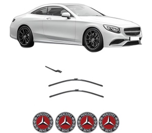 Set stergatoare MERCEDES-BENZ S-CLASS Coupe (C217) din 2014-2020, pentru parbriz auto, 2 bucati, Valeo AquaBlade, din cauciuc siliconat rezistent, 4 Stickere Auto MERCEDES-BENZ v40704