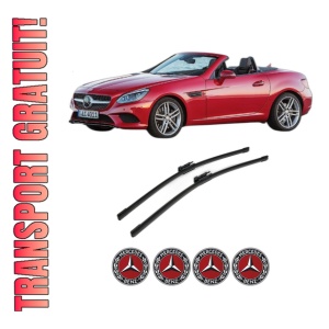 Set stergatoare MERCEDES-BENZ SLC (R172) din 2016-2018, pentru parbriz auto, 2 bucati, Bosch Aerotwin, din cauciuc siliconat rezistent, 4 Stickere Auto MERCEDES-BENZ