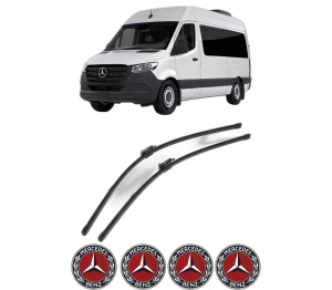 Set stergatoare MERCEDES-BENZ SPRINTER 3,5-t Tourer Bus (B907) din 2018-2021, pentru parbriz auto, 2 bucati, Valeo Silencio Xtrm, din cauciuc siliconat rezistent, 4 Stickere Auto MERCEDES-BENZ v35964