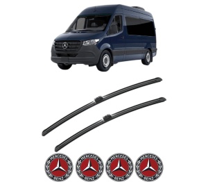 Set stergatoare MERCEDES-BENZ SPRINTER 3,5-t Van (B907, B910) din 2018-2025, pentru parbriz auto, 2 bucati, Bosch Aerotwin, din cauciuc siliconat rezistent, 4 Stickere Auto MERCEDES-BENZ v49329