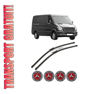 Set stergatoare MERCEDES-BENZ SPRINTER 4,6-t Van (B906) din 2006-2018, pentru parbriz auto, 2 bucati, Valeo Silencio Xtrm, din cauciuc siliconat rezistent, 4 Stickere Auto MERCEDES-BENZ