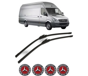 Set stergatoare MERCEDES-BENZ SPRINTER 5-t Van (B906) din 2006-2018, pentru parbriz auto, 2 bucati, Bosch Aerotwin, din cauciuc siliconat rezistent, 4 Stickere Auto MERCEDES-BENZ v55719