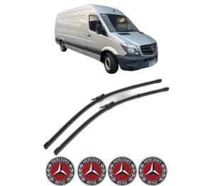 Set stergatoare MERCEDES-BENZ SPRINTER CLASSIC 3,5-t Van (B909) din 2013-2017, pentru parbriz auto, 2 bucati, Valeo Silencio Xtrm, din cauciuc siliconat rezistent, 4 Stickere Auto MERCEDES-BENZ v39864