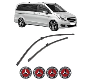 Set stergatoare MERCEDES-BENZ V-CLASS (W447) din 2014-2021, pentru parbriz auto, 2 bucati, Valeo Silencio Xtrm, din cauciuc siliconat rezistent, 4 Stickere Auto MERCEDES-BENZ v35184