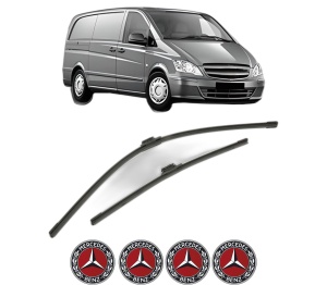Set stergatoare MERCEDES-BENZ VITO Van (W447) din 2014-2021, pentru parbriz auto, 2 bucati, Bosch Aerotwin, din cauciuc siliconat rezistent, 4 Stickere Auto MERCEDES-BENZ v50054