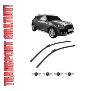 Set stergatoare MINI MINI COUNTRYMAN (F60) din 2016-2020, pentru parbriz auto, 2 bucati, Valeo Silencio Xtrm, din cauciuc siliconat rezistent, 4 Stickere Auto MINI - Img 1
