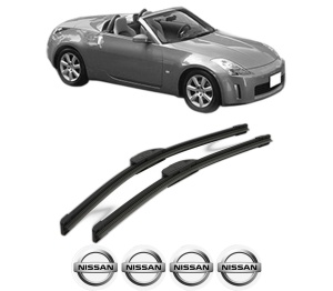 Set stergatoare NISSAN 350Z Roadster (Z33) din 2004-2005, pentru parbriz auto, 2 bucati, Bosch Aerotwin Retrofit, din cauciuc siliconat rezistent, 4 Stickere Auto NISSAN v41429