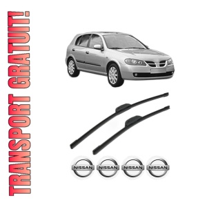 Set stergatoare NISSAN ALMERA II Hatchback (N16) din 2000-2003, pentru parbriz auto, 2 bucati, Bosch Aerotwin Retrofit, din cauciuc siliconat rezistent, 4 Stickere Auto NISSAN