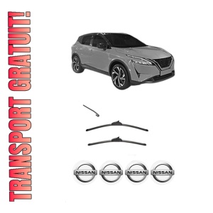 Set stergatoare NISSAN QASHQAI III (J12) din 2021-2022, pentru parbriz auto, 2 bucati, Valeo Silencio, din cauciuc siliconat rezistent, 4 Stickere Auto NISSAN