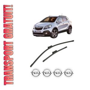 Set stergatoare OPEL MOKKA / MOKKA X (J13) din 2012-2019, pentru parbriz auto, 2 bucati, Bosch Aerotwin, din cauciuc siliconat rezistent, 4 Stickere Auto OPEL