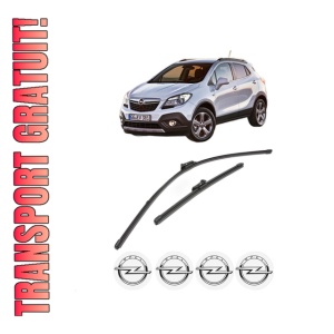 Set stergatoare OPEL MOKKA / MOKKA X (J13) din 2012-2019, pentru parbriz auto, 2 bucati, Valeo Silencio Xtrm, din cauciuc siliconat rezistent, 4 Stickere Auto OPEL