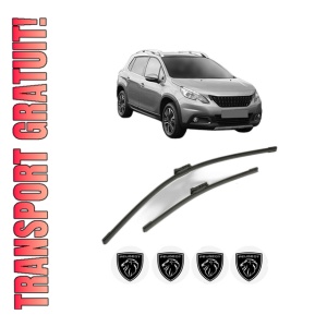 Set stergatoare PEUGEOT 2008 I Van (CU_) din 2018-2019, pentru parbriz auto, 2 bucati, Bosch Aerotwin, din cauciuc siliconat rezistent, 4 Stickere Auto PEUGEOT