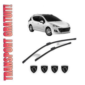 Set stergatoare PEUGEOT 207 SW Estate Van (WK_) din 2007-2012, pentru parbriz auto, 2 bucati, Bosch Aerotwin, din cauciuc siliconat rezistent, 4 Stickere Auto PEUGEOT