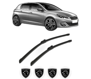 Set stergatoare PEUGEOT 308 II (LB_, LP_, LW_, LH_, L3_) din 2013-2021, pentru parbriz auto, 2 bucati, Bosch Aerotwin, din cauciuc siliconat rezistent, 4 Stickere Auto PEUGEOT v55839