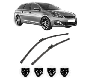 Set stergatoare PEUGEOT 308 SW II (LC_, LJ_, LR_, LX_, L4_) din 2014-2021, pentru parbriz auto, 2 bucati, Valeo Silencio Xtrm, din cauciuc siliconat rezistent, 4 Stickere Auto PEUGEOT v38364