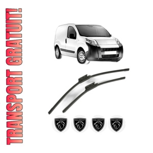 Set stergatoare PEUGEOT BIPPER (AA_) din 2008-2010, pentru parbriz auto, 2 bucati, Bosch Aerotwin, din cauciuc siliconat rezistent, 4 Stickere Auto PEUGEOT