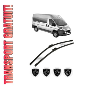 Set stergatoare PEUGEOT BOXER Bus din 2006-2023, pentru parbriz auto, 2 bucati, Bosch Aerotwin, din cauciuc siliconat rezistent, 4 Stickere Auto PEUGEOT
