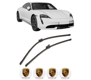 Set stergatoare PORSCHE TAYCAN (Y1A) din 2019-2023, pentru parbriz auto, 2 bucati, Valeo Silencio Xtrm, din cauciuc siliconat rezistent, 4 Stickere Auto PORSCHE v35544