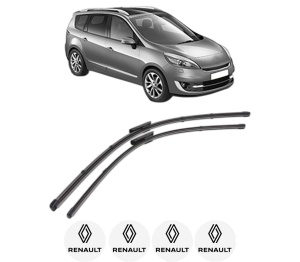 Set stergatoare RENAULT GRAND SCENIC III (JZ0/1_) din 2009-2016, pentru parbriz auto, 2 bucati, Valeo Silencio Xtrm, din cauciuc siliconat rezistent, 4 Stickere Auto RENAULT v37704