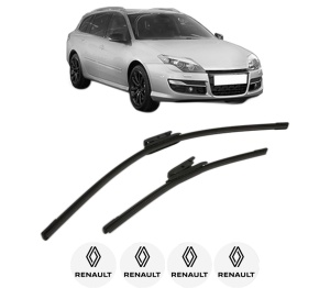 Set stergatoare RENAULT LAGUNA III Grandtour (KT0/1) din 2007-2015, pentru parbriz auto, 2 bucati, Bosch Aerotwin, din cauciuc siliconat rezistent, 4 Stickere Auto RENAULT v54819