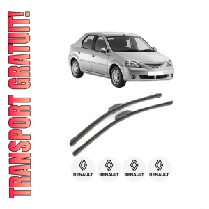 Set stergatoare RENAULT LOGAN I (LS_) din 2004-2015, pentru parbriz auto, 2 bucati, Bosch Aerotwin Retrofit, din cauciuc siliconat rezistent, 4 Stickere Auto RENAULT