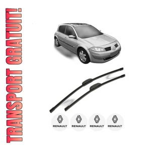 Set stergatoare RENAULT MEGANE II Hatchback Van (KM0/2_) din 2003-2009, pentru parbriz auto, 2 bucati, Bosch Aerotwin Retrofit, din cauciuc siliconat rezistent, 4 Stickere Auto RENAULT