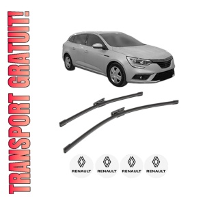 Set stergatoare RENAULT MEGANE IV Grandtour (K9A/M/N_) din 2016-2021, pentru parbriz auto, 2 bucati, Bosch Aerotwin, din cauciuc siliconat rezistent, 4 Stickere Auto RENAULT