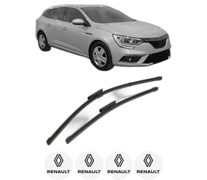 Set stergatoare RENAULT MEGANE IV Grandtour (K9A/M/N_) din 2016-2021, pentru parbriz auto, 2 bucati, Valeo Silencio Xtrm, din cauciuc siliconat rezistent, 4 Stickere Auto RENAULT v39684