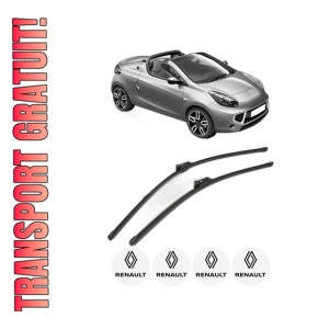 Set stergatoare RENAULT WIND (E4M_) din 2010-2011, pentru parbriz auto, 2 bucati, Valeo Silencio Xtrm, din cauciuc siliconat rezistent, 4 Stickere Auto RENAULT